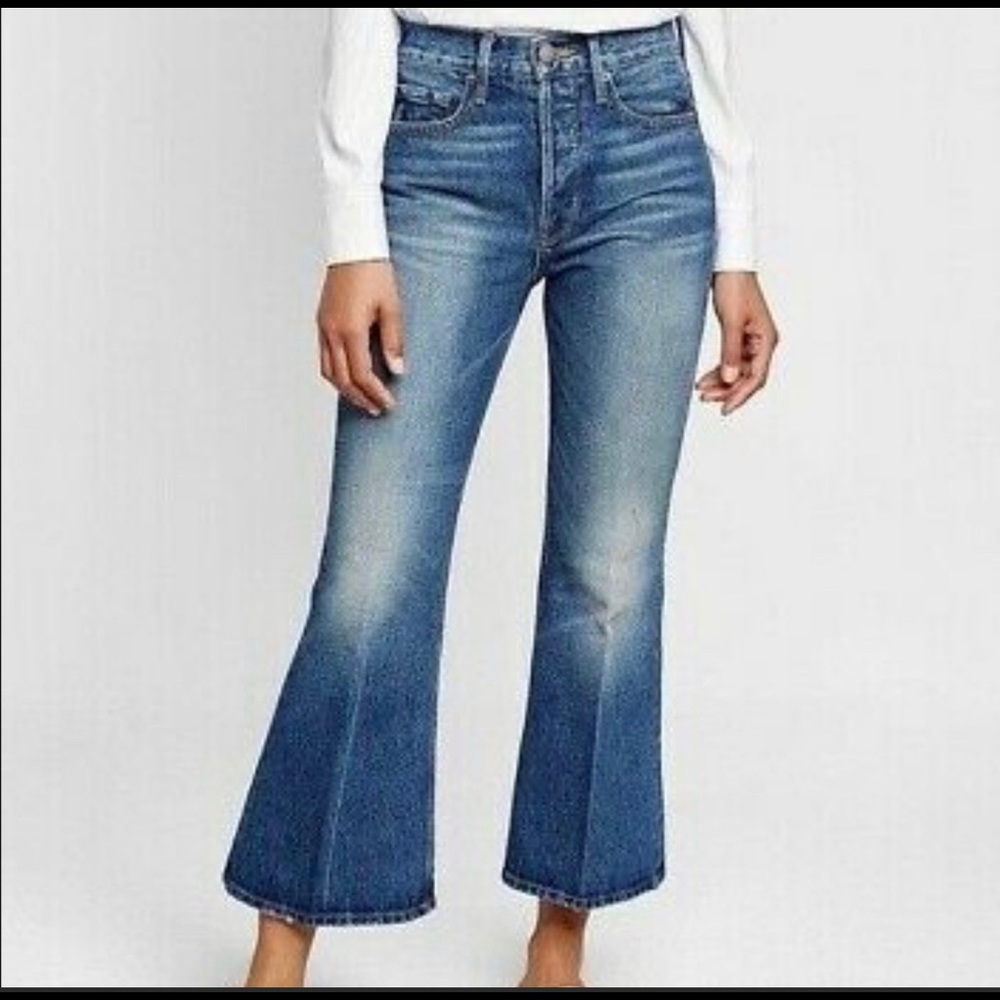 High rise cropped flare jeans
